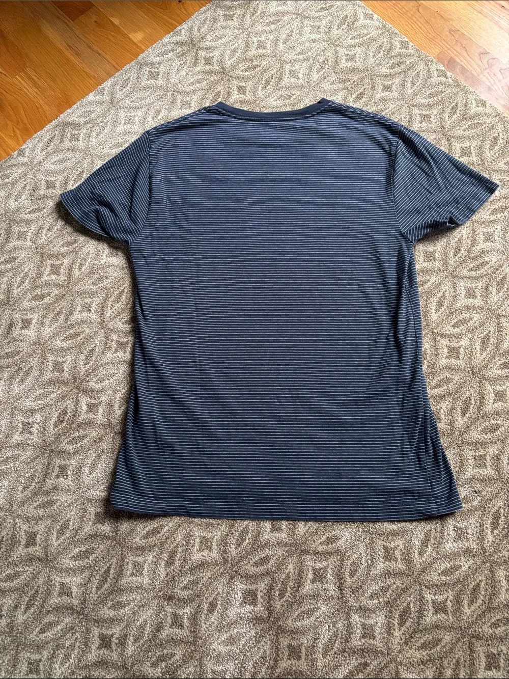 J. Crew Slim Navy & White Micro-Striped Pocket Tee